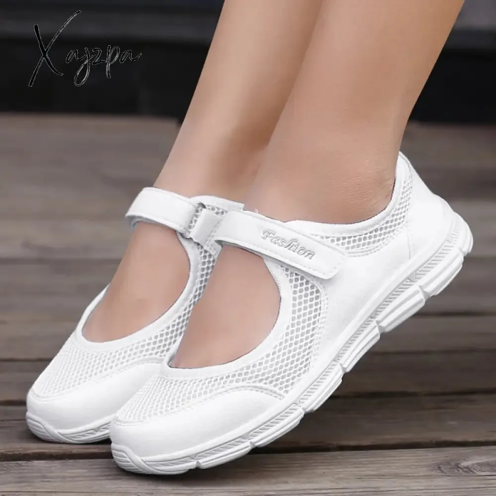 Xajzpa - New Women Flats Spring Summer Ladies Mesh Flat Shoes Women Soft Breathable Sneakers Women Casual Shoes Zapatos De Mujer