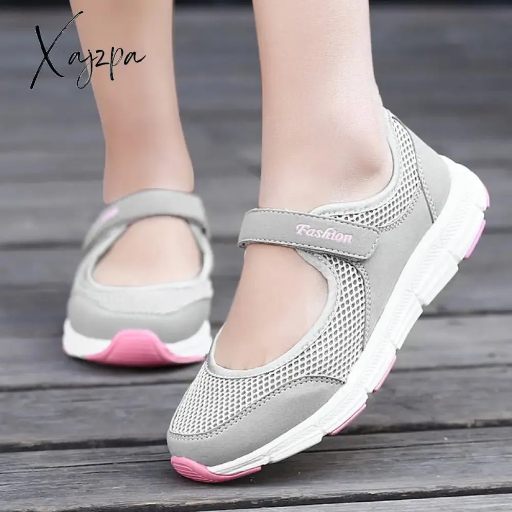 Xajzpa - New Women Flats Spring Summer Ladies Mesh Flat Shoes Women Soft Breathable Sneakers Women Casual Shoes Zapatos De Mujer