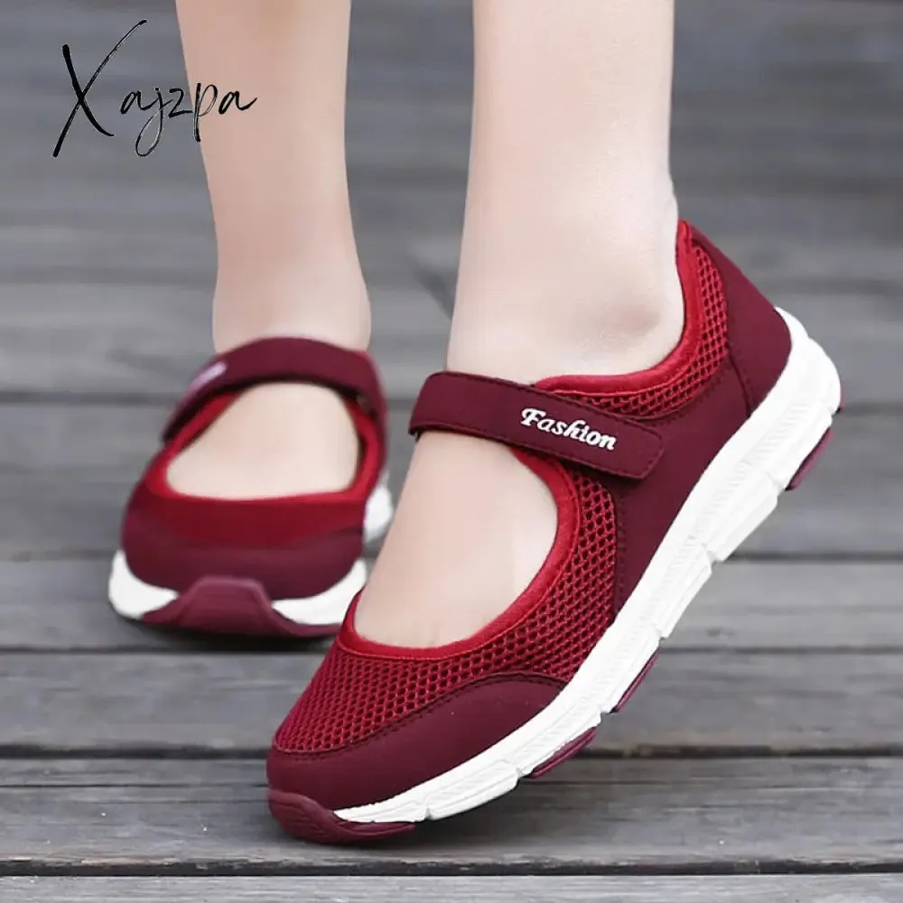 Xajzpa - New Women Flats Spring Summer Ladies Mesh Flat Shoes Women Soft Breathable Sneakers Women Casual Shoes Zapatos De Mujer