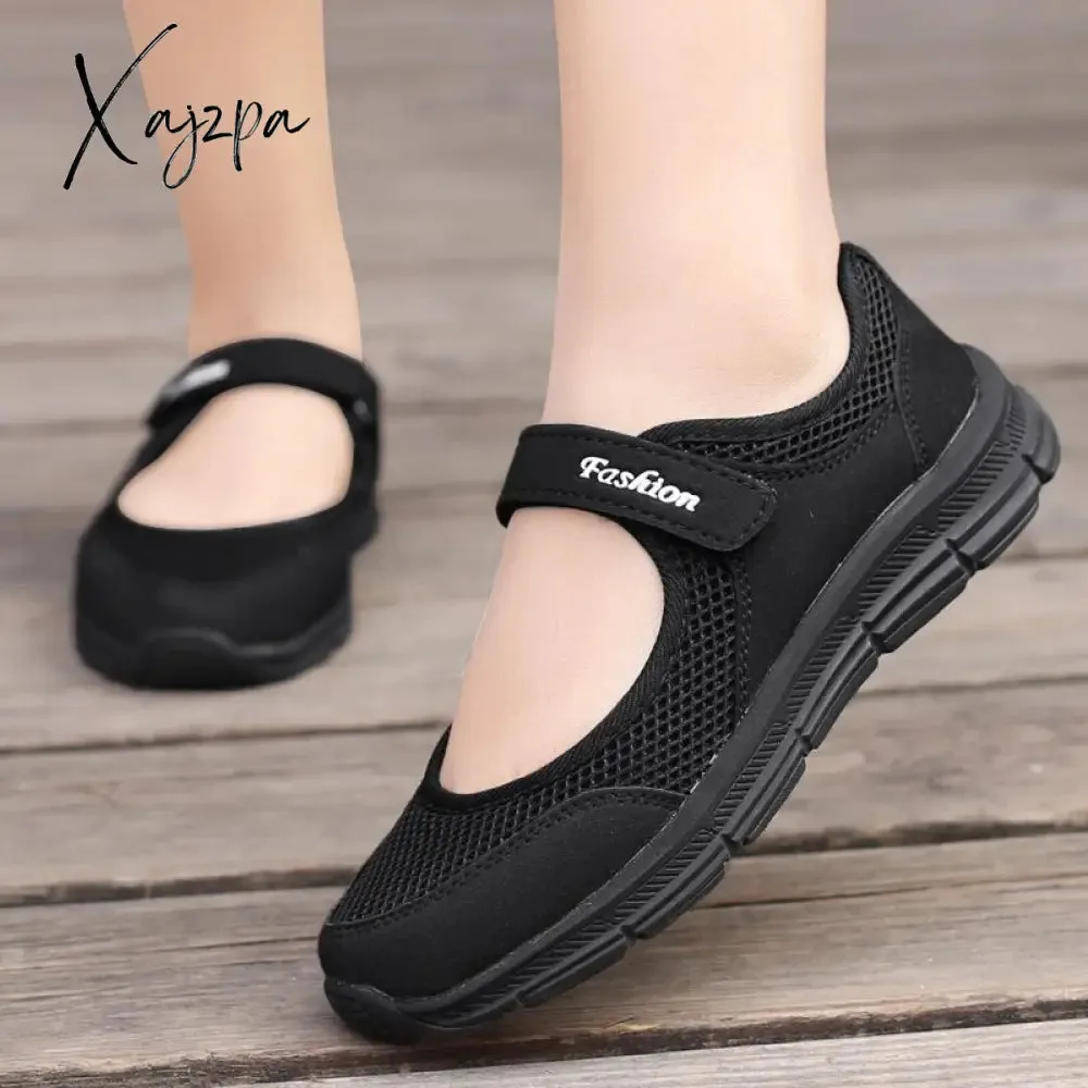 Xajzpa - New Women Flats Spring Summer Ladies Mesh Flat Shoes Women Soft Breathable Sneakers Women Casual Shoes Zapatos De Mujer