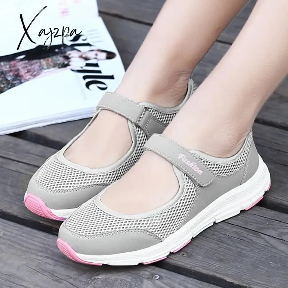 Xajzpa - New Women Flats Spring Summer Ladies Mesh Flat Shoes Women Soft Breathable Sneakers Women Casual Shoes Zapatos De Mujer