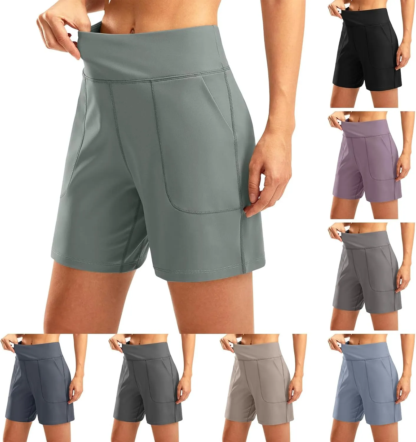 Yoga Shorts for Women High Waisted Bermuda Summer Casual Shorts Fashion Exercise Pants for Running Workout Athletic
